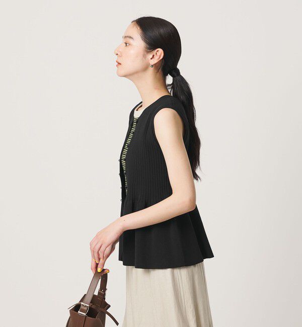 BEAUTY&YOUTH UNITED ARROWS「【WEB限定 Wardrobe DAILY MINIMAL】ペプラム2WAY ノースリーブリブニット ウォッシャブル」|ニット・セーター|