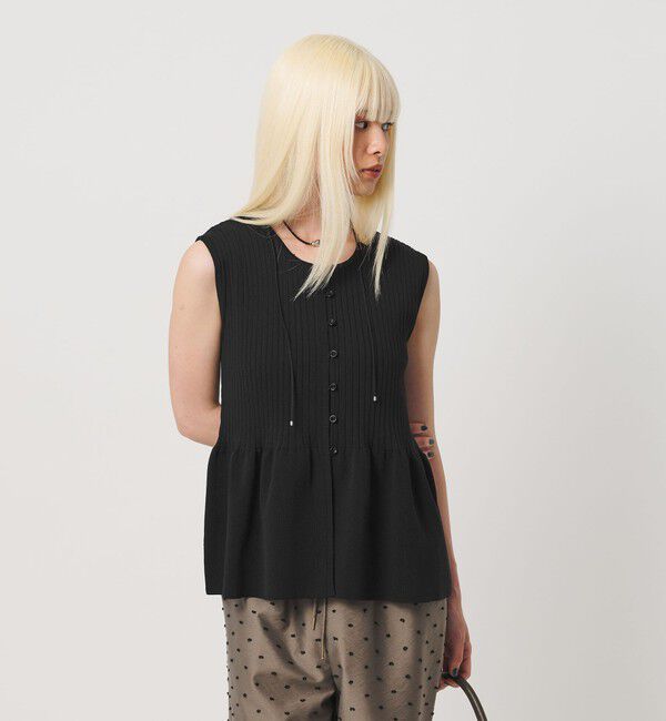 BEAUTY&YOUTH UNITED ARROWS「【WEB限定 Wardrobe DAILY MINIMAL】ペプラム2WAY ノースリーブリブニット ウォッシャブル」|ニット・セーター|