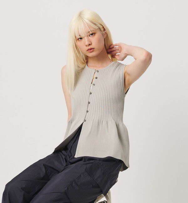 BEAUTY&YOUTH UNITED ARROWS「【WEB限定 Wardrobe DAILY MINIMAL】ペプラム2WAY ノースリーブリブニット ウォッシャブル」|ニット・セーター|