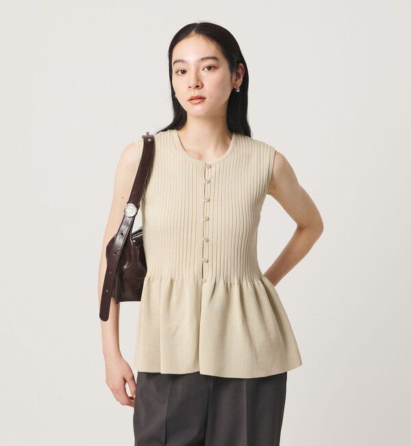 BEAUTY&YOUTH UNITED ARROWS「【WEB限定 Wardrobe DAILY MINIMAL】ペプラム2WAY ノースリーブリブニット ウォッシャブル」|ニット・セーター|BEIGE