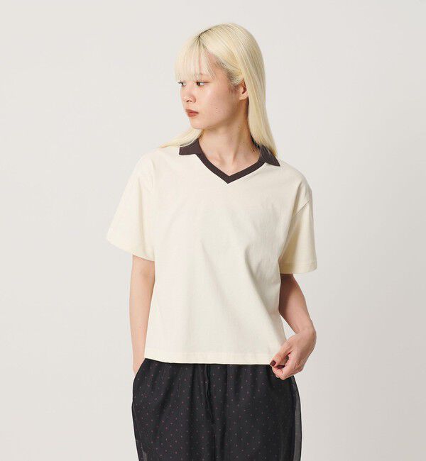 BEAUTY&YOUTH UNITED ARROWS「コットン 2トーン Vネック プルオーバー」|Tシャツ・カットソー|OFF WHITE