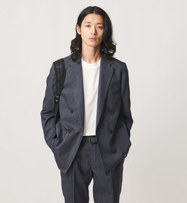 UNITED ARROWS「テックデニム ダブル 4ボタン テーラードジャケット UA COZY ウォッシャブル ヨコストレッチ」|テーラードジャケット|