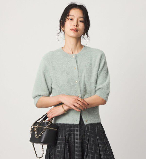 UNITED ARROWS green label relaxing「フラッフフェザー ハーフスリーブ ニット カーディガン」|カーディガン|LIME