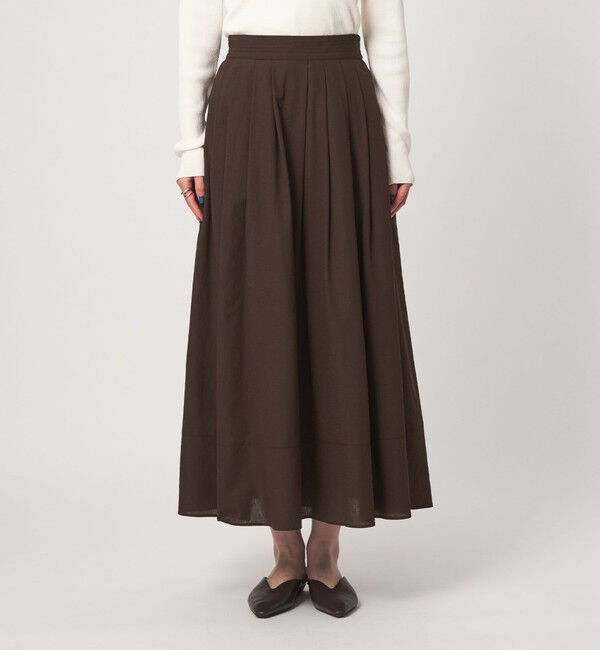 UNITED ARROWS green label relaxing「Breeze Cool タック スカート 2 マシンウォッシャブル 通気性 UVカット」|フレア|
