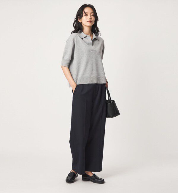 UNITED ARROWS green label relaxing「2WAY スキッパー シャツ プルオーバー ニット 5分袖 」|ニット・セーター|