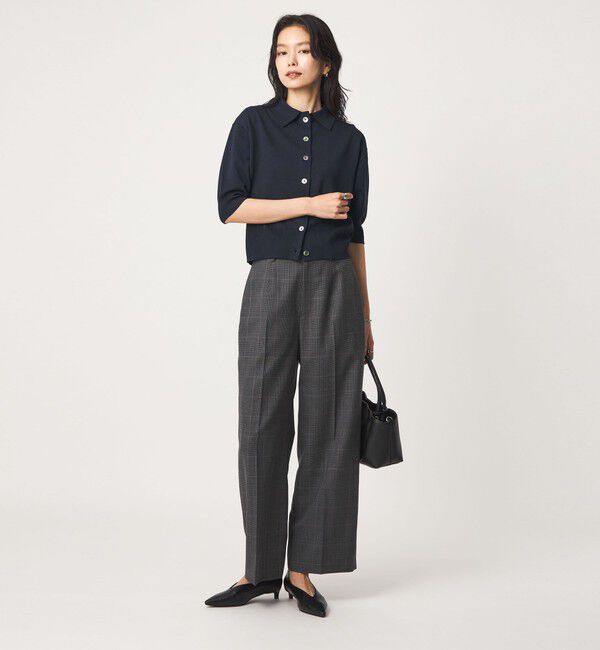 UNITED ARROWS green label relaxing「2WAY レース ポロ襟 5分袖 ニット カーディガン」|カーディガン|