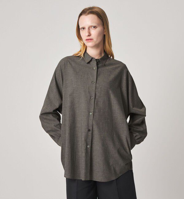 STEVEN ALAN「＜Steven Alan＞メランジ コットン ドルマン スリーブ シャツ」|シャツ・ブラウス|DK.GRAY