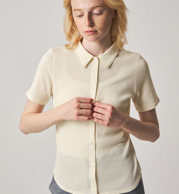 STEVEN ALAN「＜Steven Alan＞リブ ハーフスリーブ シャツカーディガン」|カーディガン|