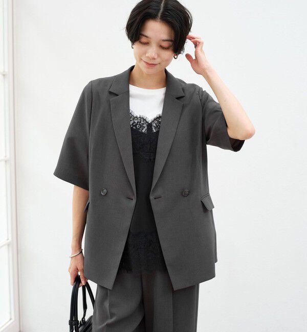 UNITED ARROWS green label relaxing「エアシカル ハーフスリーブ ジャケット  マシンウォッシャブル 接触冷感 通気性」|テーラードジャケット|