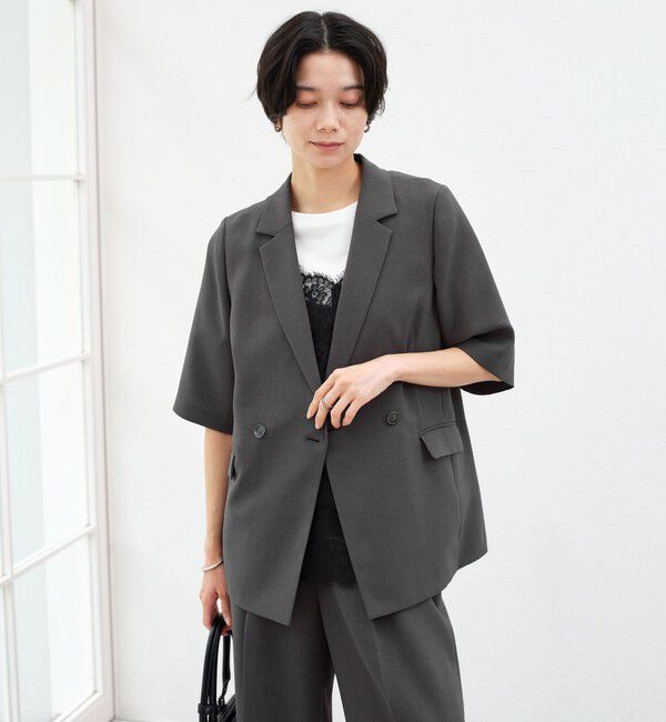 UNITED ARROWS green label relaxing「エアシカル ハーフスリーブ ジャケット  マシンウォッシャブル 接触冷感 通気性」|テーラードジャケット|