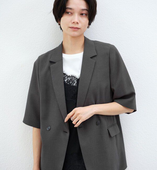 UNITED ARROWS green label relaxing「エアシカル ハーフスリーブ ジャケット  マシンウォッシャブル 接触冷感 通気性」|テーラードジャケット|