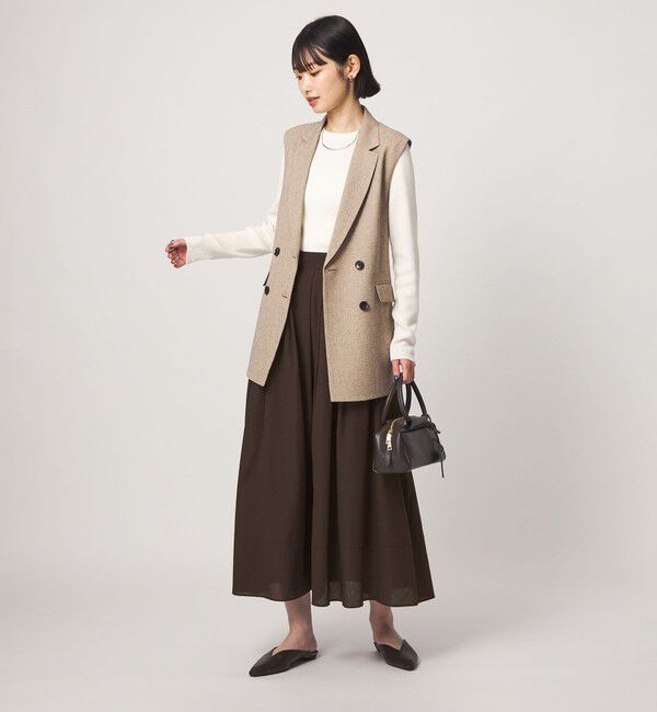 UNITED ARROWS green label relaxing「Breeze Cool タック スカート 2 マシンウォッシャブル 通気性 UVカット」|フレア|