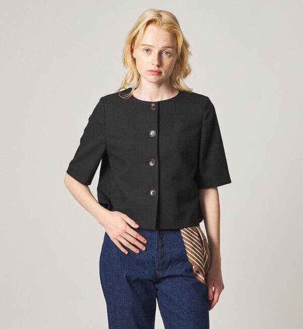 STEVEN ALAN「＜Steven Alan＞ショートスリーブ ジャケット」|シャツ・ブラウス|BLACK