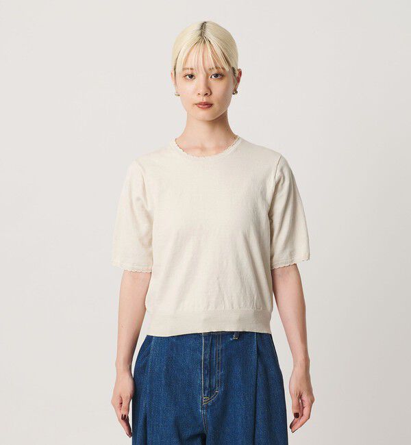 BEAUTY&YOUTH UNITED ARROWS「コットンスラブ スカラップ ニットプルオーバー ウォッシャブル」|ニット・セーター|
