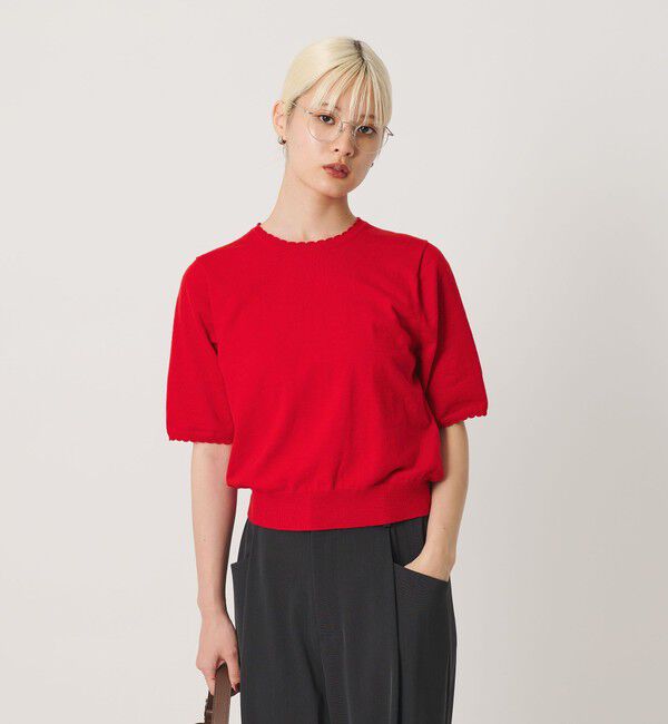 BEAUTY&YOUTH UNITED ARROWS「コットンスラブ スカラップ ニットプルオーバー ウォッシャブル」|ニット・セーター|