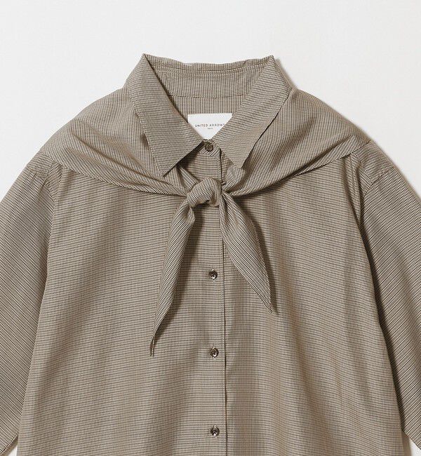 UNITED ARROWS「チェック スカーフ 5分袖 シャツ」|シャツ・ブラウス|