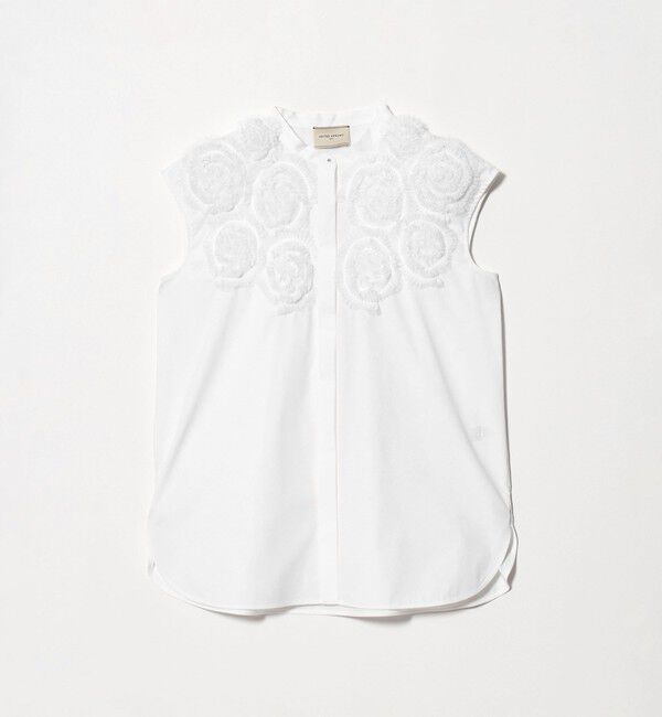 UNITED ARROWS「フラワー チュール フレンチスリーブ シャツ」|シャツ・ブラウス|WHITE