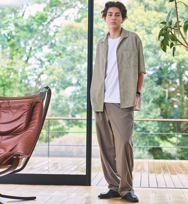 UNITED ARROWS green label relaxing「ダイヤ ヘリンボーン メッシュ オープンカラー 半袖 シャツ」|シャツ・ブラウス|