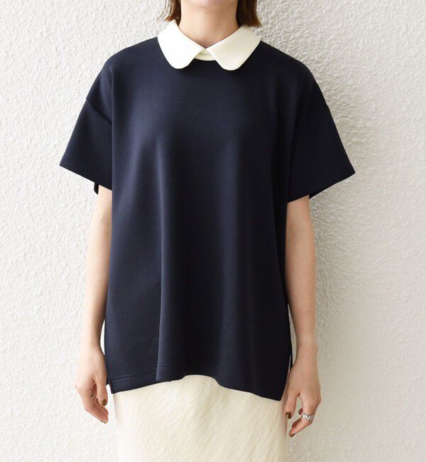SHIPS any「SHIPS any:〈洗濯機可能〉バイカラー ショートスリーブ プルオーバー」|Tシャツ・カットソー|
