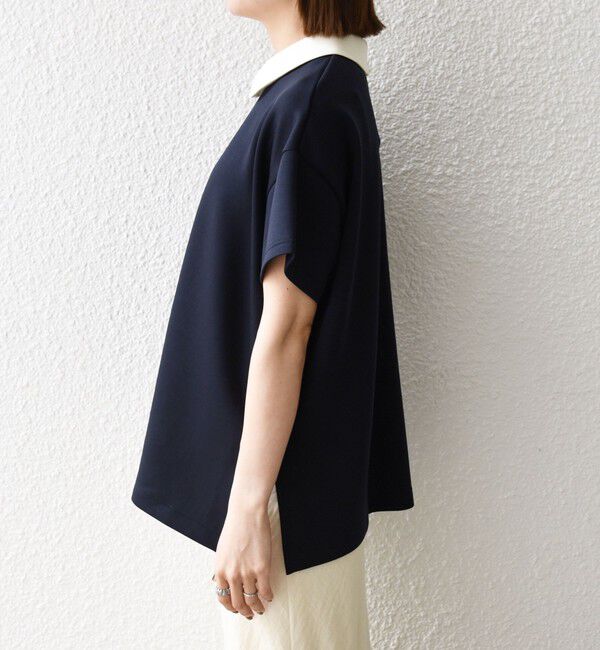 SHIPS any「SHIPS any:〈洗濯機可能〉バイカラー ショートスリーブ プルオーバー」|Tシャツ・カットソー|