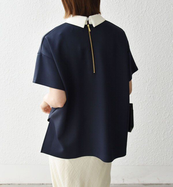 SHIPS any「SHIPS any:〈洗濯機可能〉バイカラー ショートスリーブ プルオーバー」|Tシャツ・カットソー|