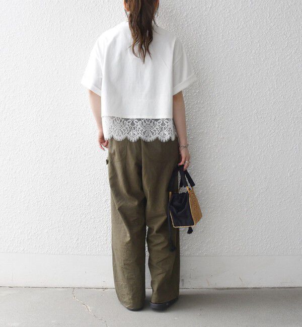 SHIPS any「SHIPS any:〈洗濯機可能〉ジップ レース ヘム ハーフスリーブ TEE」|Tシャツ・カットソー|