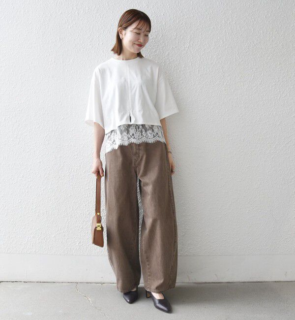 SHIPS any「SHIPS any:〈洗濯機可能〉ジップ レース ヘム ハーフスリーブ TEE」|Tシャツ・カットソー|
