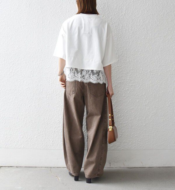 SHIPS any「SHIPS any:〈洗濯機可能〉ジップ レース ヘム ハーフスリーブ TEE」|Tシャツ・カットソー|