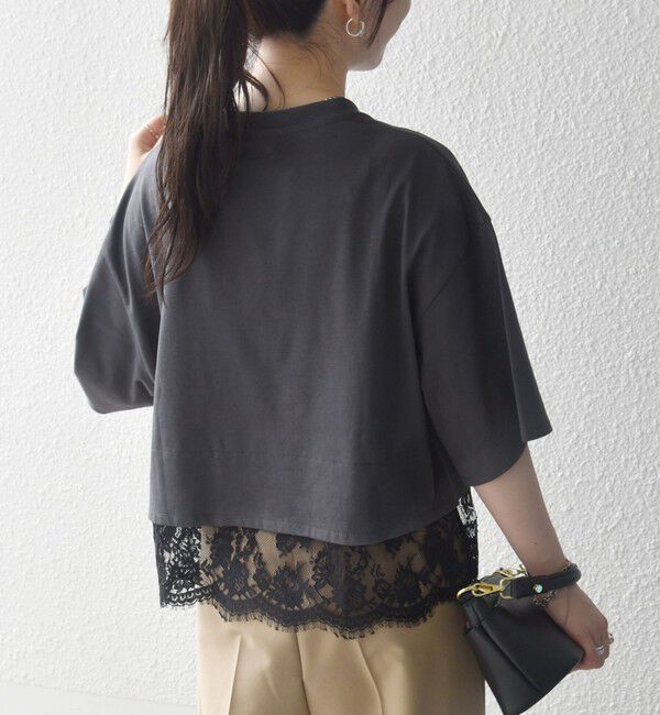 SHIPS any「SHIPS any:〈洗濯機可能〉ジップ レース ヘム ハーフスリーブ TEE」|Tシャツ・カットソー|