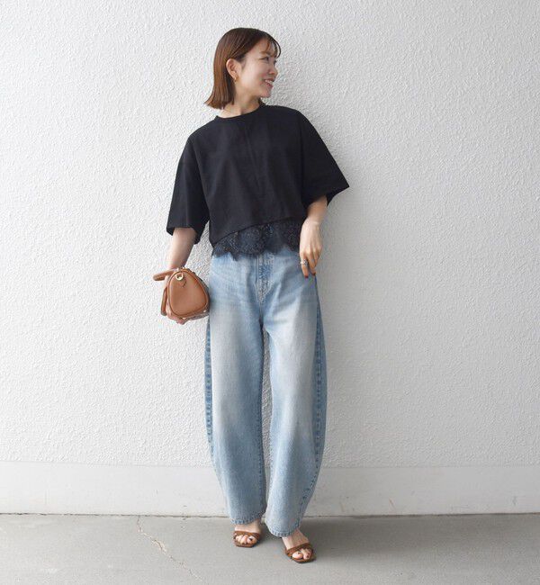 SHIPS any「SHIPS any:〈洗濯機可能〉ジップ レース ヘム ハーフスリーブ TEE」|Tシャツ・カットソー|