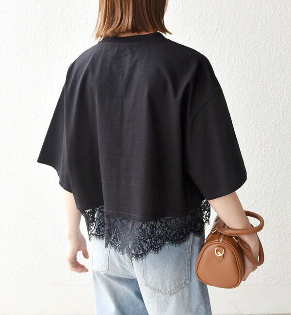 SHIPS any「SHIPS any:〈洗濯機可能〉ジップ レース ヘム ハーフスリーブ TEE」|Tシャツ・カットソー|