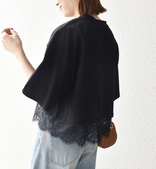 SHIPS any「SHIPS any:〈洗濯機可能〉ジップ レース ヘム ハーフスリーブ TEE」|Tシャツ・カットソー|