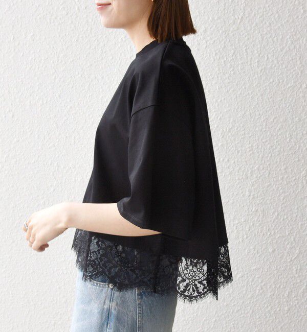 SHIPS any「SHIPS any:〈洗濯機可能〉ジップ レース ヘム ハーフスリーブ TEE」|Tシャツ・カットソー|