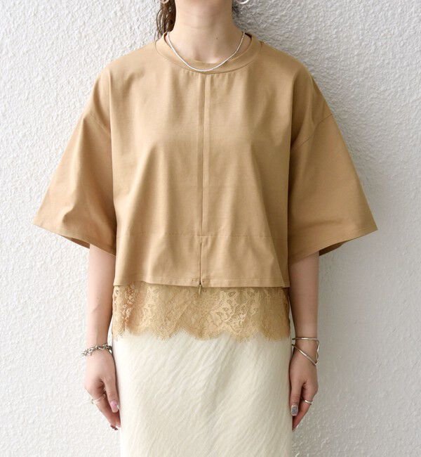SHIPS any「SHIPS any:〈洗濯機可能〉ジップ レース ヘム ハーフスリーブ TEE」|Tシャツ・カットソー|