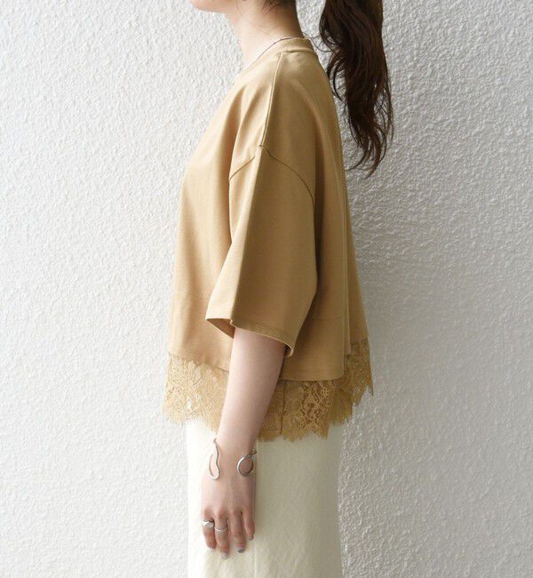 SHIPS any「SHIPS any:〈洗濯機可能〉ジップ レース ヘム ハーフスリーブ TEE」|Tシャツ・カットソー|