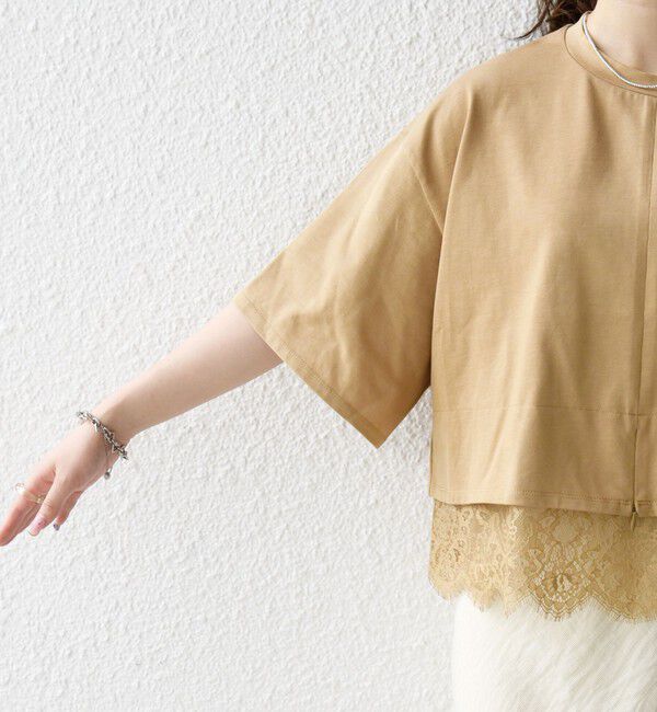 SHIPS any「SHIPS any:〈洗濯機可能〉ジップ レース ヘム ハーフスリーブ TEE」|Tシャツ・カットソー|