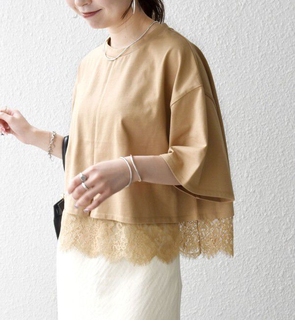 SHIPS any「SHIPS any:〈洗濯機可能〉ジップ レース ヘム ハーフスリーブ TEE」|Tシャツ・カットソー|