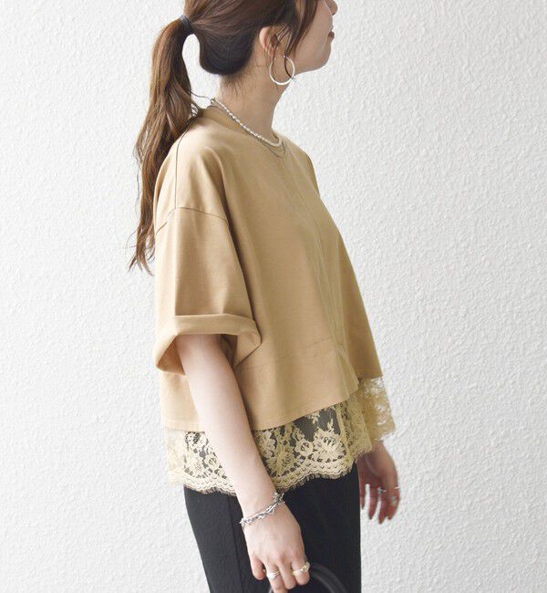 SHIPS any「SHIPS any:〈洗濯機可能〉ジップ レース ヘム ハーフスリーブ TEE」|Tシャツ・カットソー|