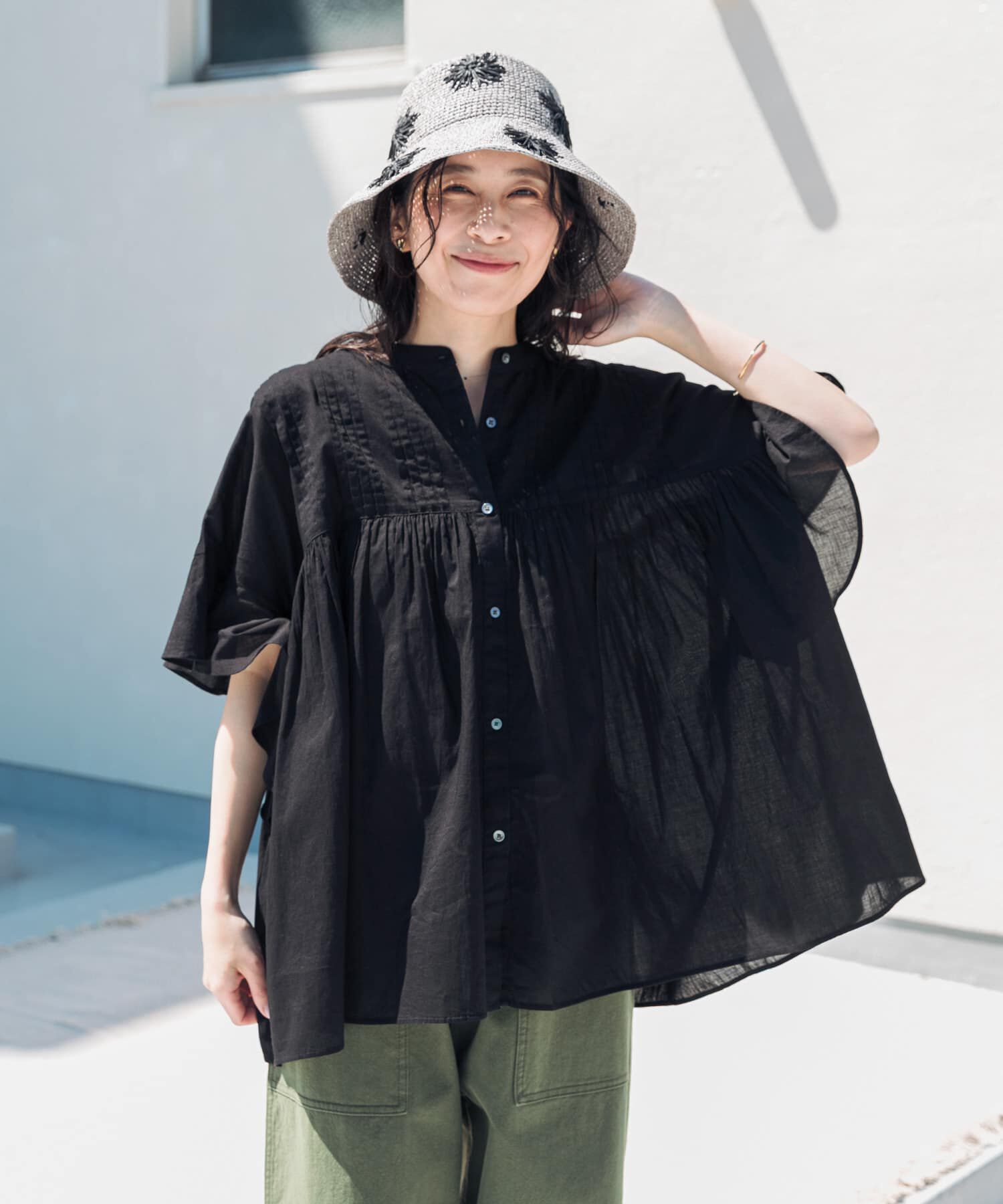 URBAN RESEARCH DOORS「『WEB/一部店舗限定ｶﾗｰ』ｺｯﾄﾝﾎﾞｲﾙﾋﾟﾝﾀｯｸﾌﾚｱｽﾘｰﾌ」|シャツ・ブラウス|