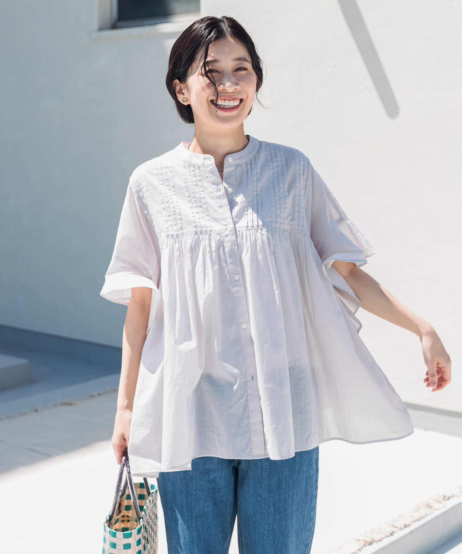 URBAN RESEARCH DOORS「『WEB/一部店舗限定ｶﾗｰ』ｺｯﾄﾝﾎﾞｲﾙﾋﾟﾝﾀｯｸﾌﾚｱｽﾘｰﾌ」|シャツ・ブラウス|