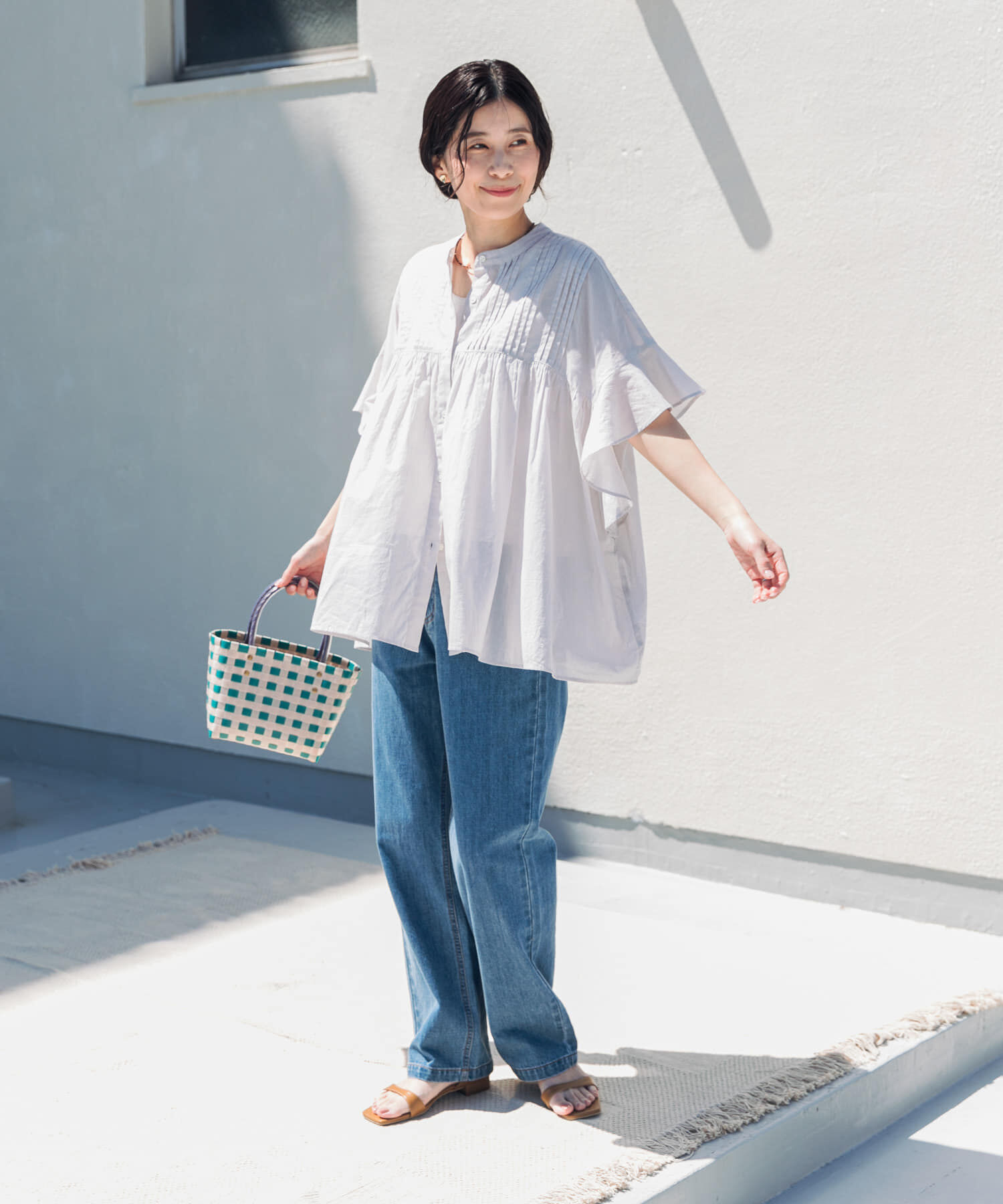 URBAN RESEARCH DOORS「『WEB/一部店舗限定ｶﾗｰ』ｺｯﾄﾝﾎﾞｲﾙﾋﾟﾝﾀｯｸﾌﾚｱｽﾘｰﾌ」|シャツ・ブラウス|