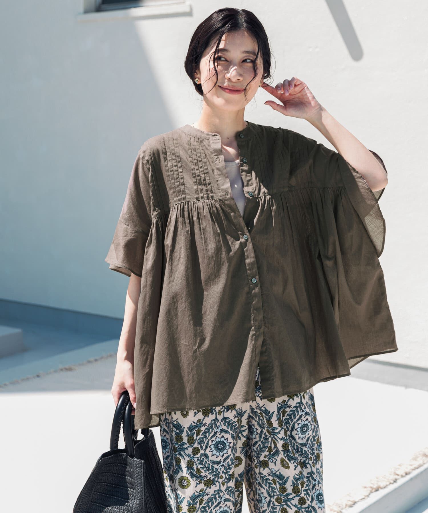 URBAN RESEARCH DOORS「『WEB/一部店舗限定ｶﾗｰ』ｺｯﾄﾝﾎﾞｲﾙﾋﾟﾝﾀｯｸﾌﾚｱｽﾘｰﾌ」|シャツ・ブラウス|グリーン系その他