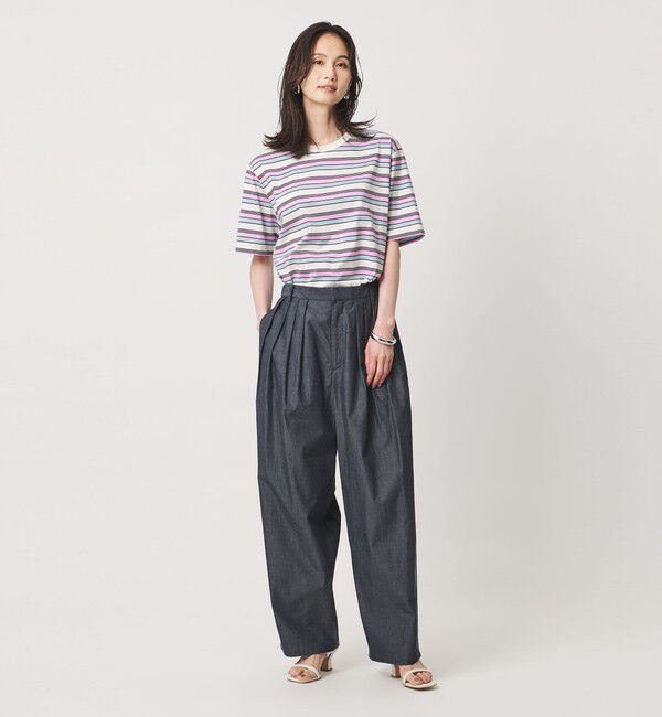 UNITED ARROWS「マルチボーダー ハーフスリーブ Tシャツ」|Tシャツ・カットソー|