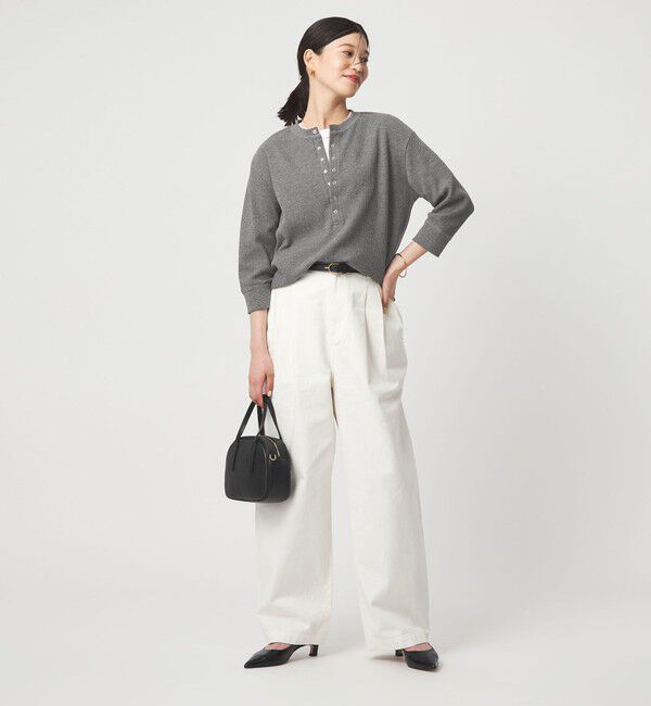 UNITED ARROWS green label relaxing「【WEB限定】＜at ease＞ワッフル ヘンリーネック 5分袖 カットソー」|Tシャツ・カットソー|