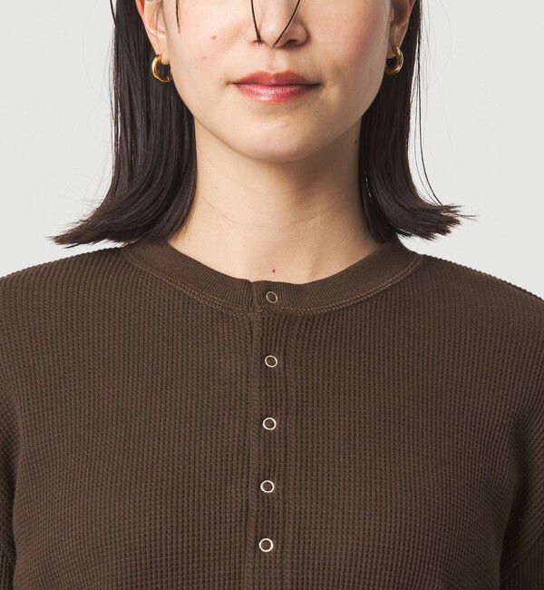 UNITED ARROWS green label relaxing「【WEB限定】＜at ease＞ワッフル ヘンリーネック 5分袖 カットソー」|Tシャツ・カットソー|