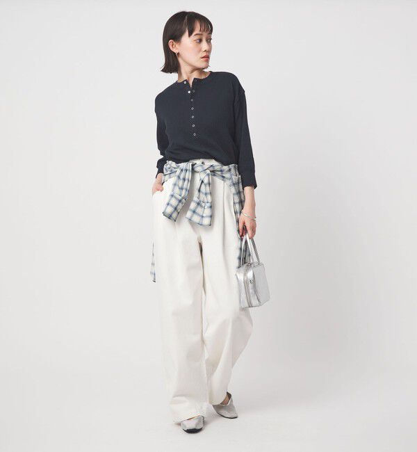 UNITED ARROWS green label relaxing「【WEB限定】＜at ease＞ワッフル ヘンリーネック 5分袖 カットソー」|Tシャツ・カットソー|