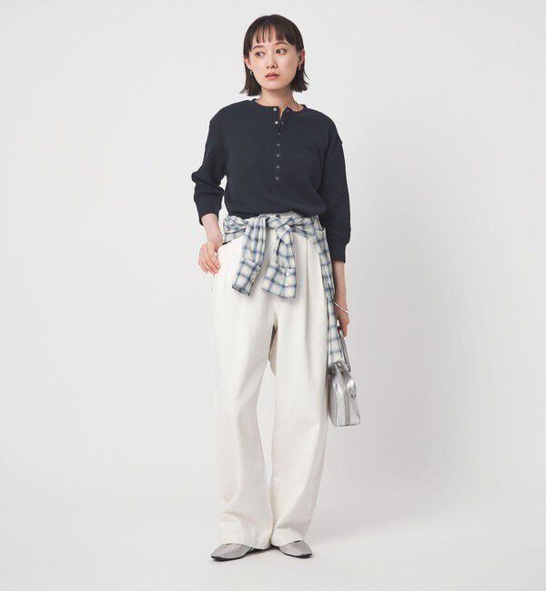 UNITED ARROWS green label relaxing「【WEB限定】＜at ease＞ワッフル ヘンリーネック 5分袖 カットソー」|Tシャツ・カットソー|