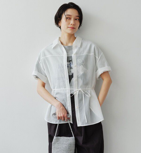 UNITED ARROWS green label relaxing「［size SHORTあり］リボンハイウエストシャツ」|シャツ・ブラウス|WHITE