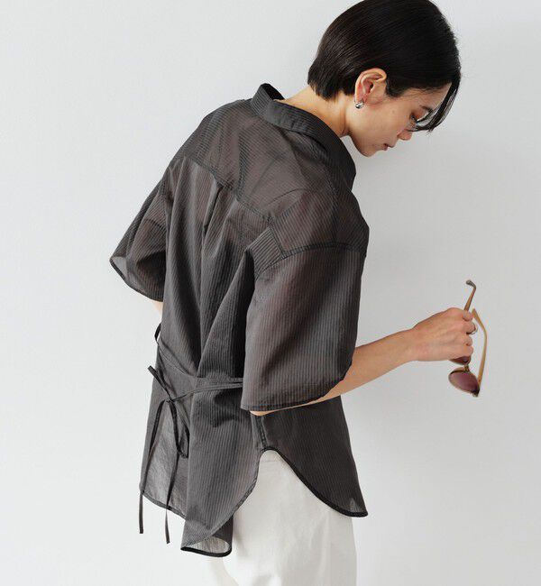 UNITED ARROWS green label relaxing「［size SHORTあり］リボンハイウエストシャツ」|シャツ・ブラウス|