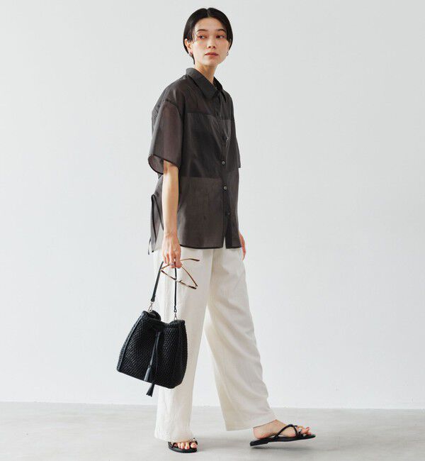 UNITED ARROWS green label relaxing「［size SHORTあり］リボンハイウエストシャツ」|シャツ・ブラウス|